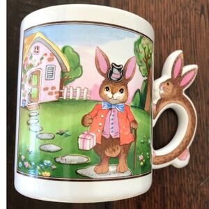 Peter Rabbit Mug Vintage Beatrix Potter 3D Bunny Handle Easter Japan Coffee
